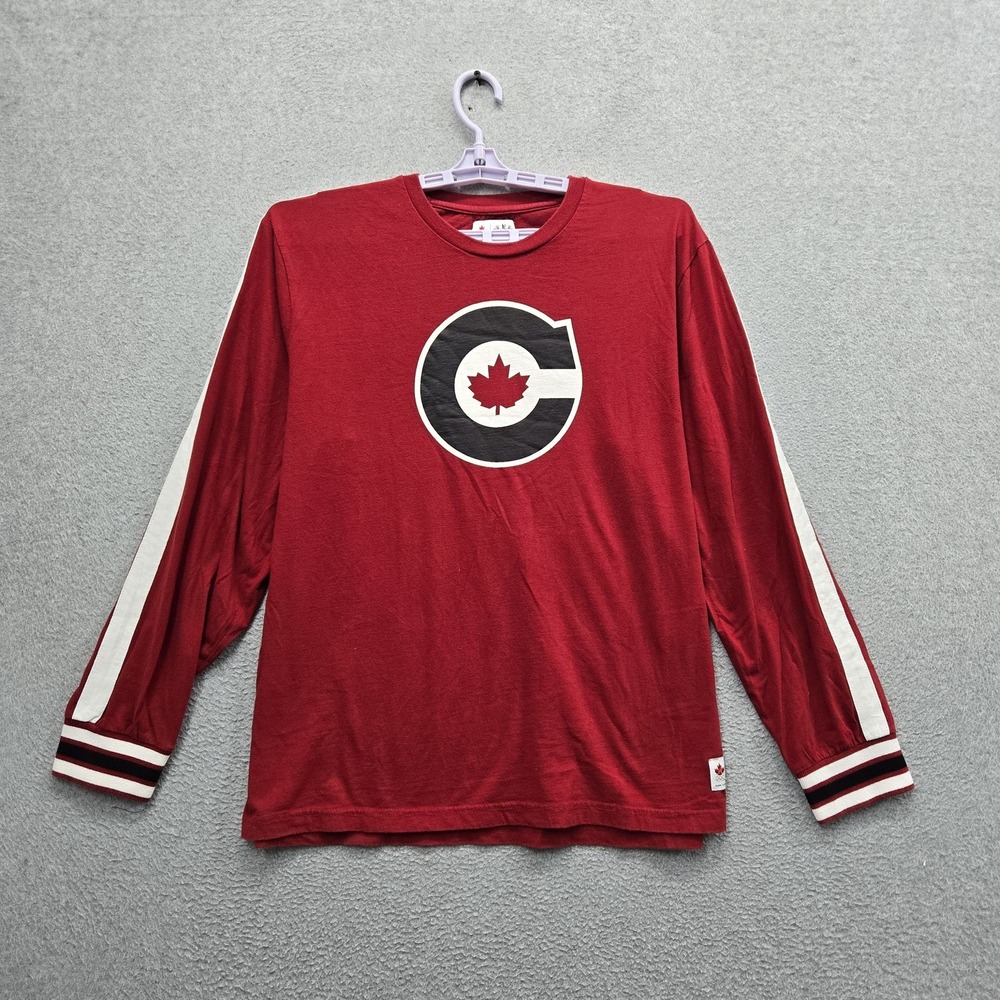 Olympics Men Shirt L/G Red Team Canada Maple Leaf Tee Logo Pullover